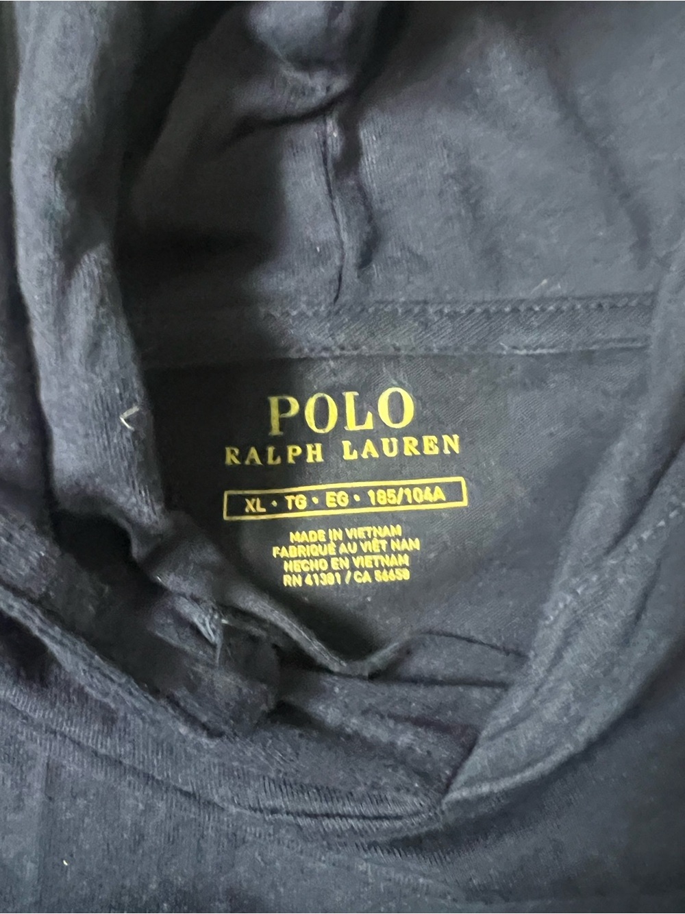 Polo by Ralph Lauren Navy Hooded Long Sleeve Shirt with White Pony & Sleeve Logo - Picture 3 of 5